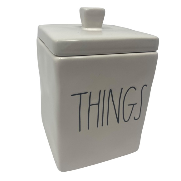 Rae Dunn THINGS Ceramic Square Canister Jar with Lid - Picture 2 of 10